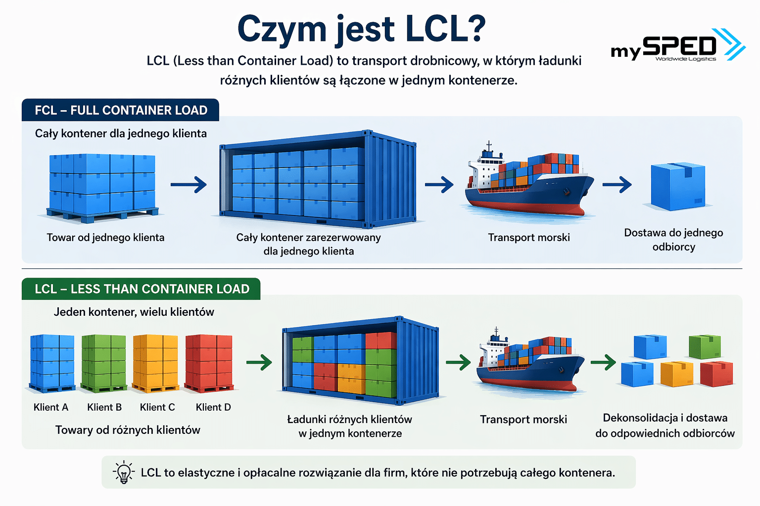 Transport morski FCL czy LCL